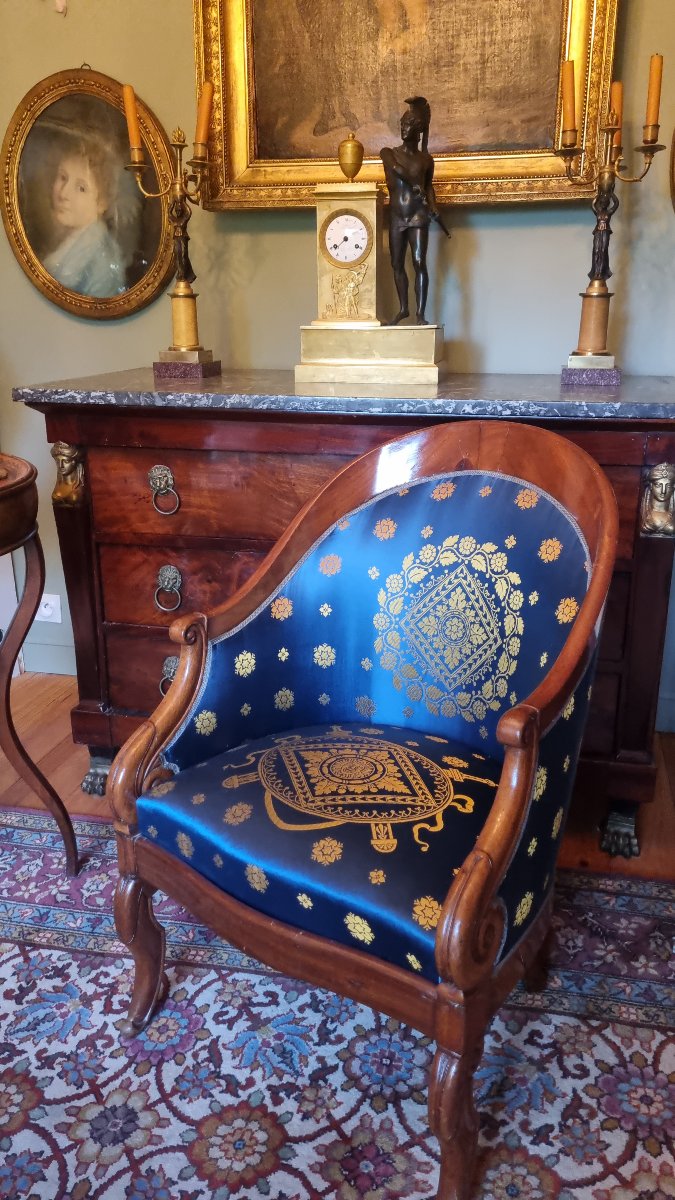 Charles X-era Mahogany Gondola Armchair  