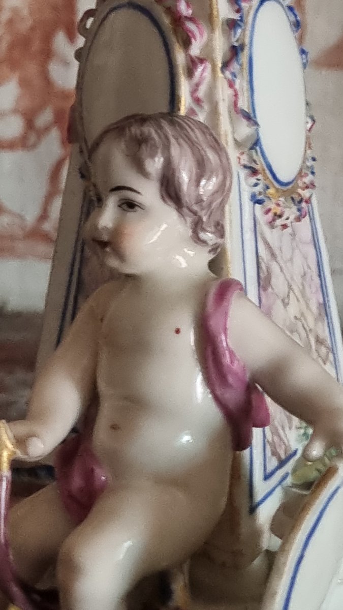 Mennecy Soft Porcelain, Duke Of Villeroy, 18th-century Group, Obelisk With Putti-photo-3