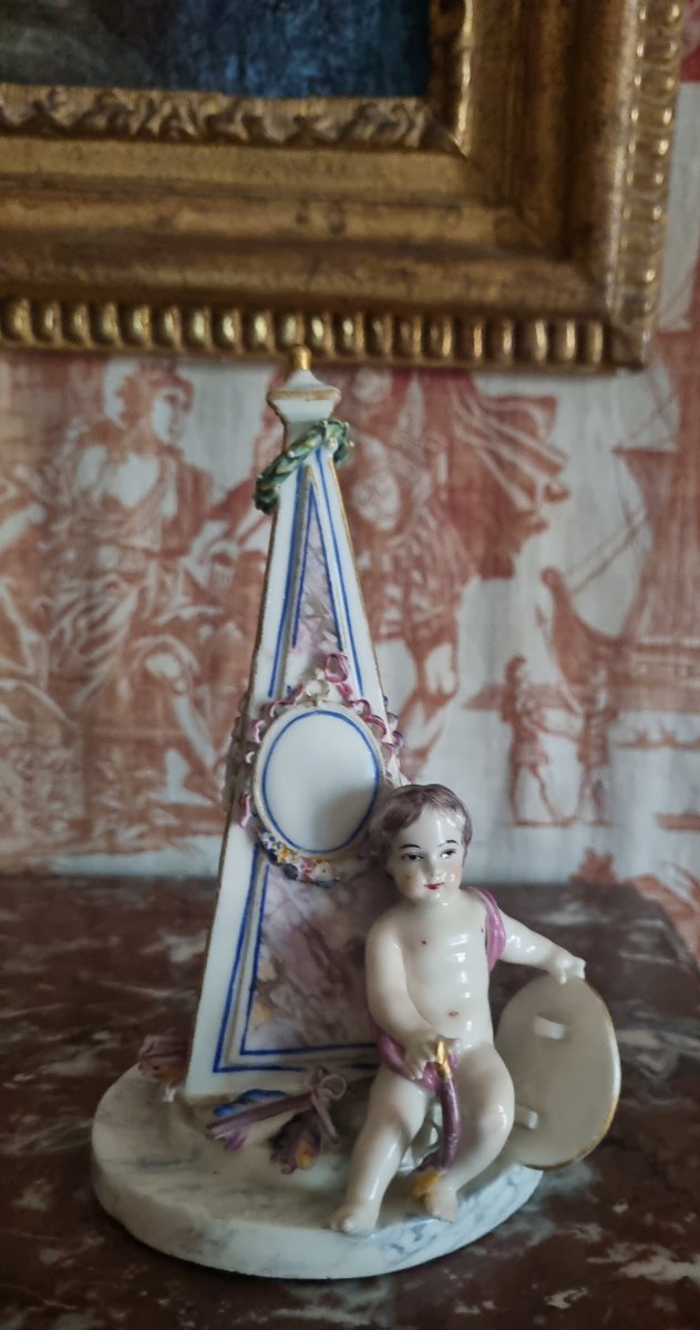 Mennecy Soft Porcelain, Duke Of Villeroy, 18th-century Group, Obelisk With Putti