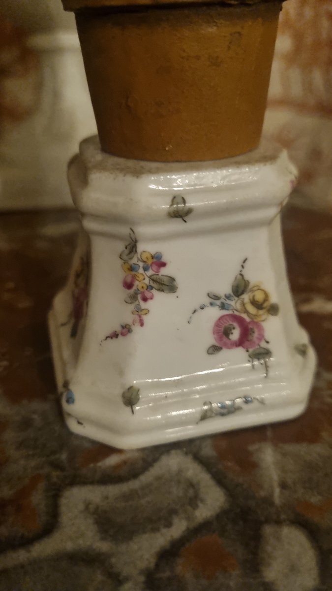 RARE PAIRE DE SOCLES EN PORCELAINE TENDRE DE MENNECY EPOQUE XVIIIe PIEDESTAL-photo-4