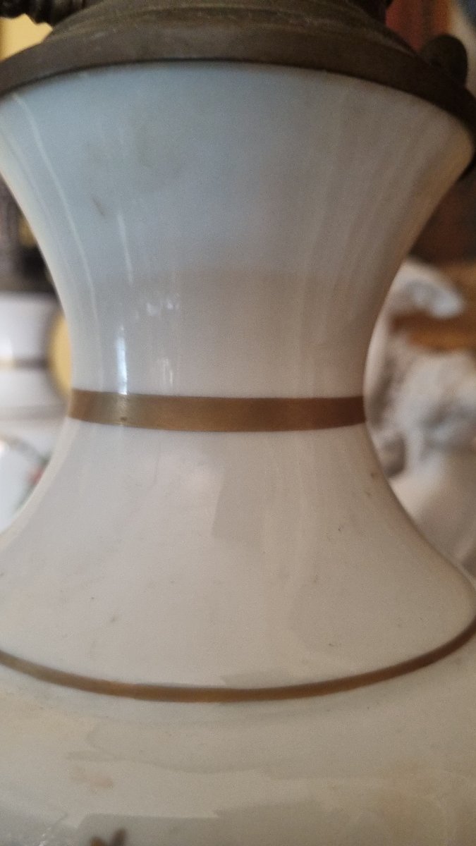 Pair Of Electrified Kerosene Lamps From The Napoleon III Era, Paris Porcelain-photo-1