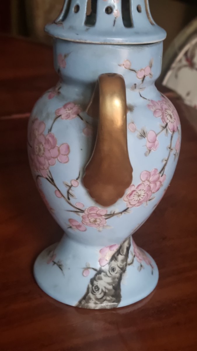 BRULE-PARFUM POT POURRI MAISON DELVAUX PARIS PORCELAINE ART NOUVEAU JAPONISME-photo-3