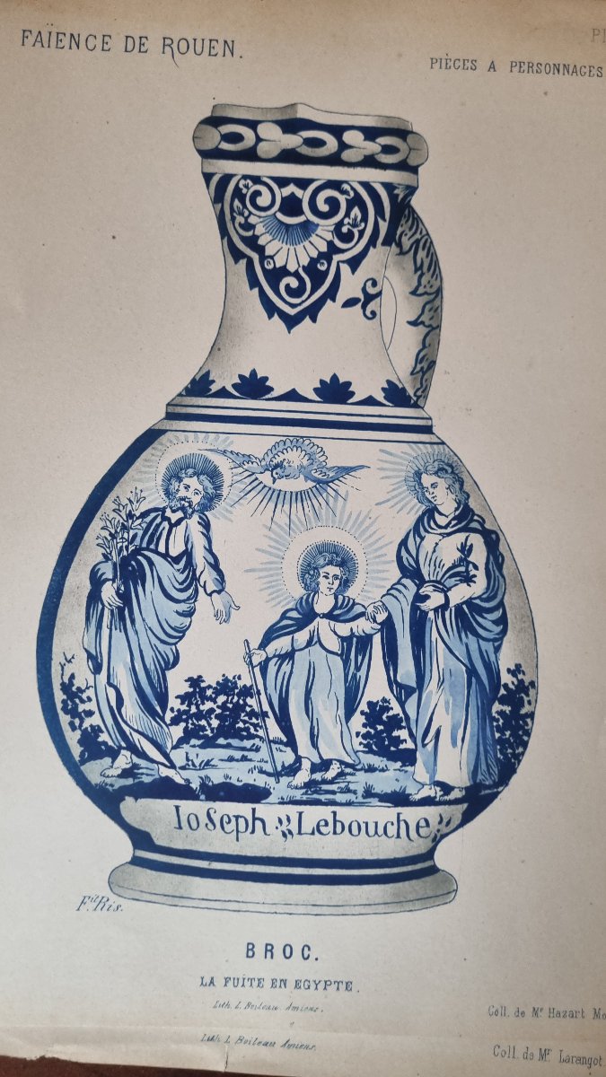 12 GRAVURES ESTAMPES SERIE FAIENCE DE ROUEN XIXe-photo-4