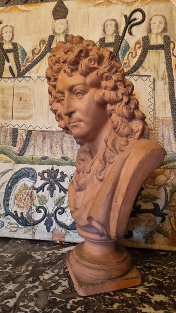 17th- And 18th-century Jean Racine-style Terracotta Library Bust -photo-3