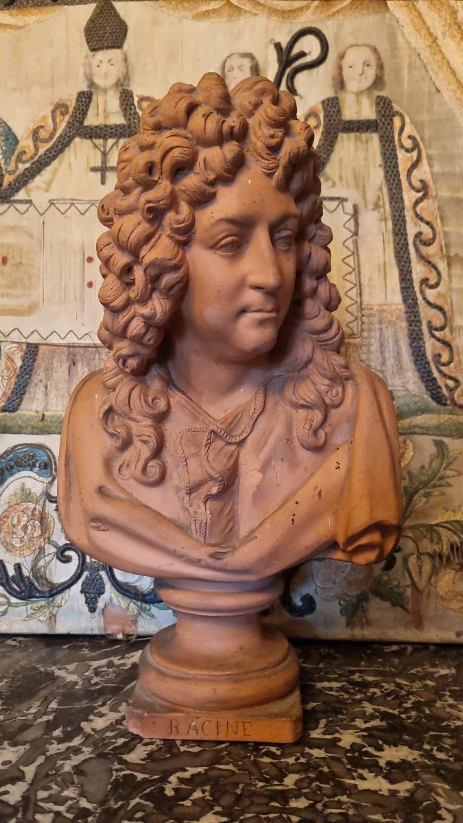 17th- And 18th-century Jean Racine-style Terracotta Library Bust -photo-2