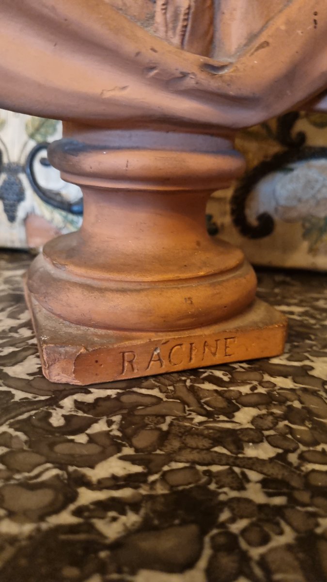 17th- And 18th-century Jean Racine-style Terracotta Library Bust -photo-3