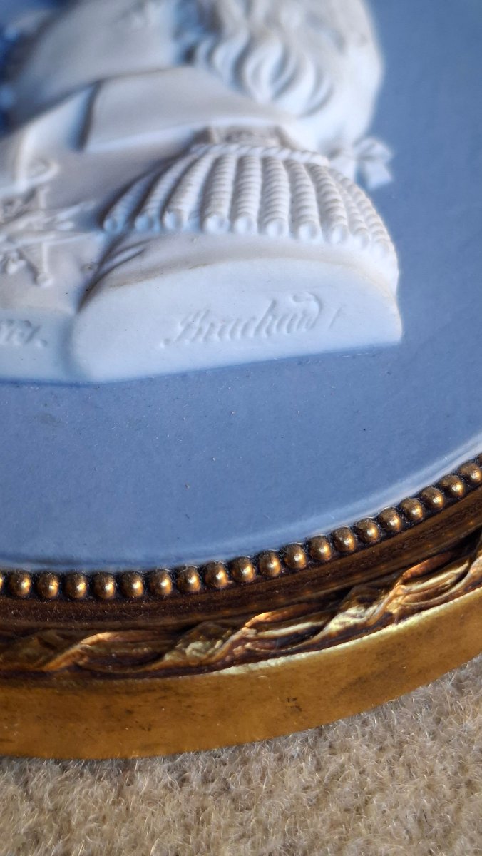 BISCUIT DE SEVRES PAR BRACHARD PROFIL EN BUSTE DE LOUIS XVIII ROI MEDAILLON -photo-2