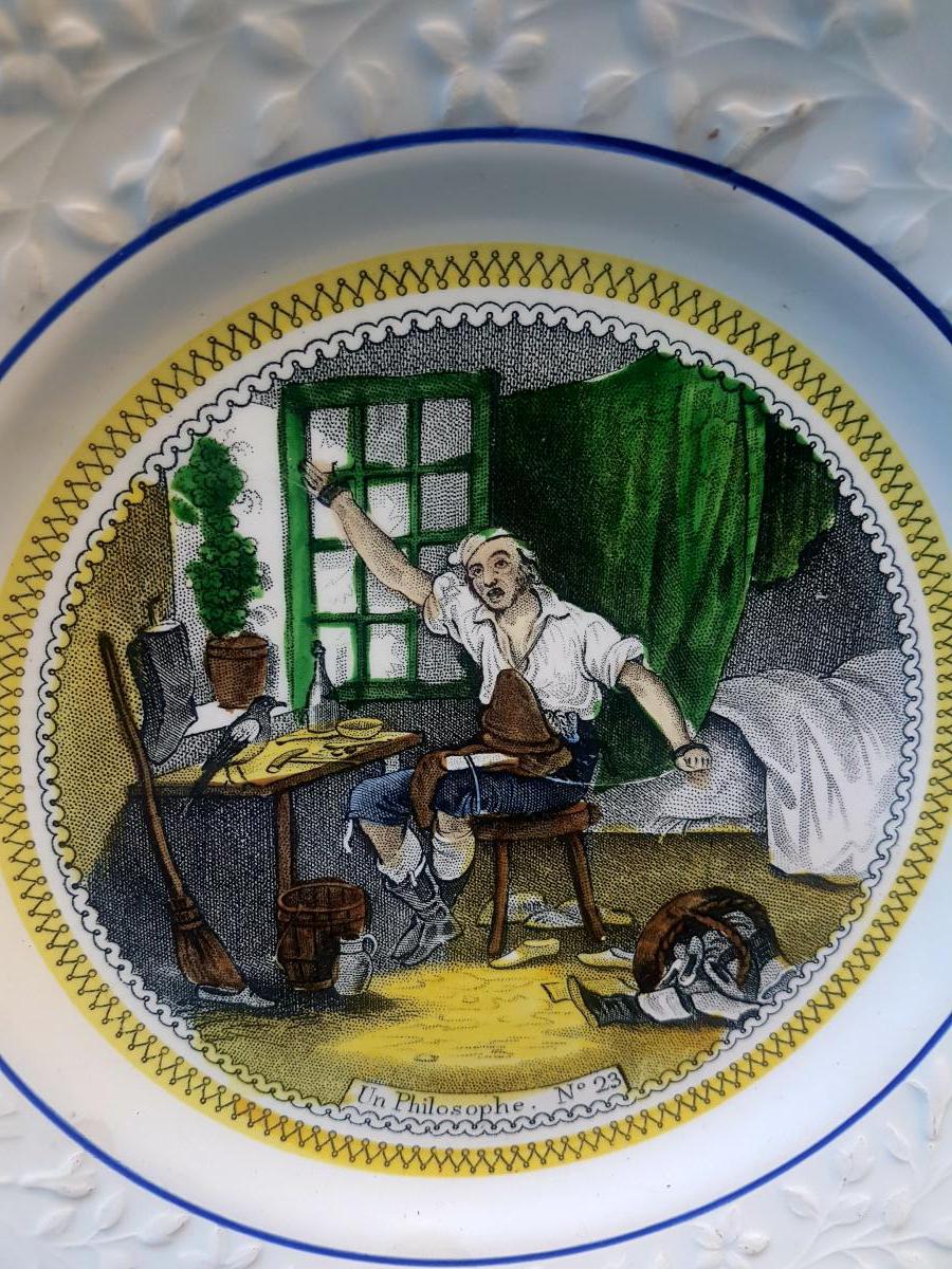 Series 6 Plates Fine Earthenware Choisy Le Roi 1830-photo-4