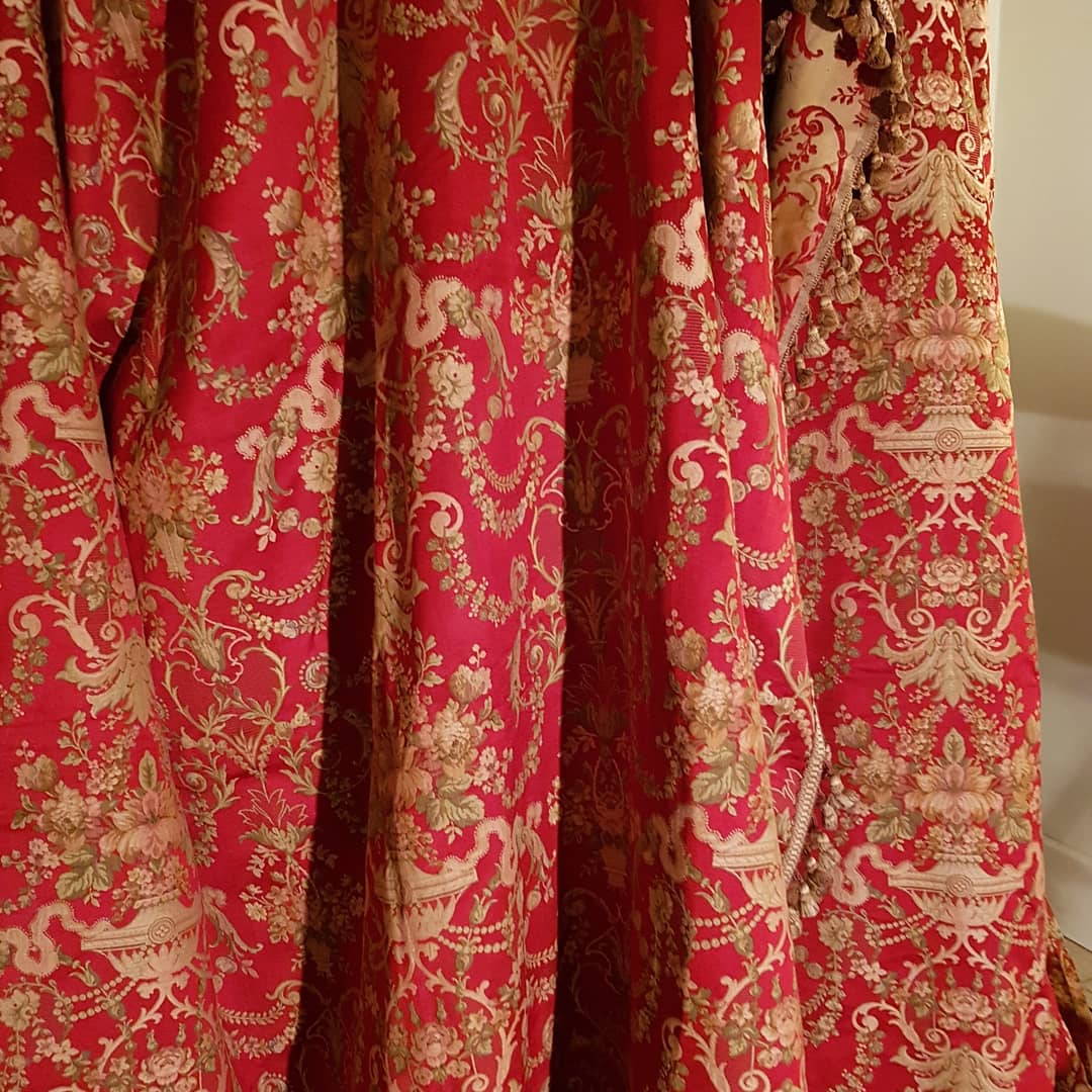 Pair Of Large Curtains Time Napoleon III Type Soirie Lyon-photo-3