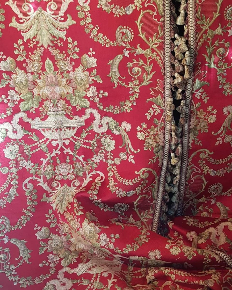 Pair Of Large Curtains Time Napoleon III Type Soirie Lyon-photo-1