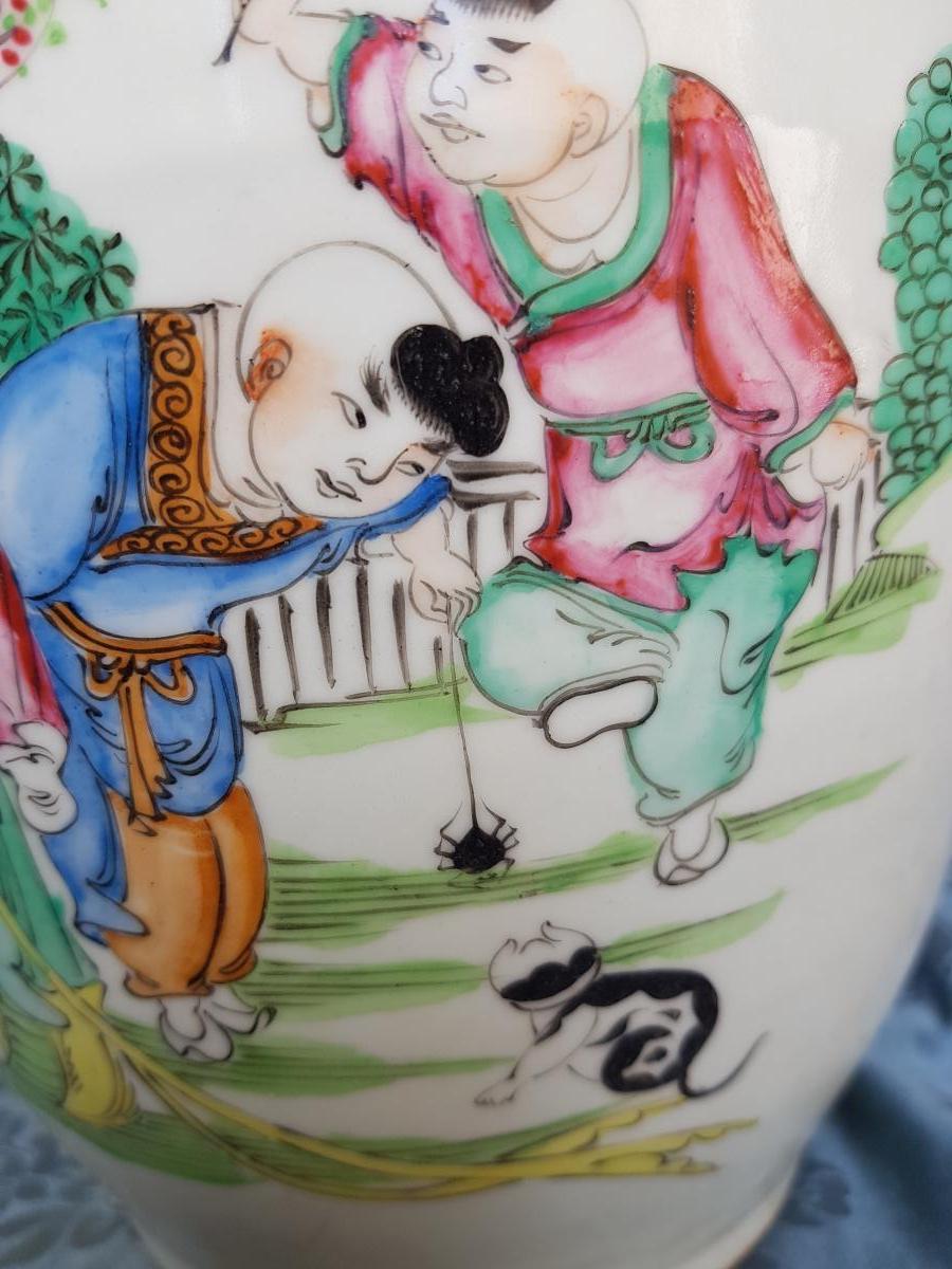 Vase Chinois Chine Fin XIXe Porcelaine hauteur 44 cm-photo-4