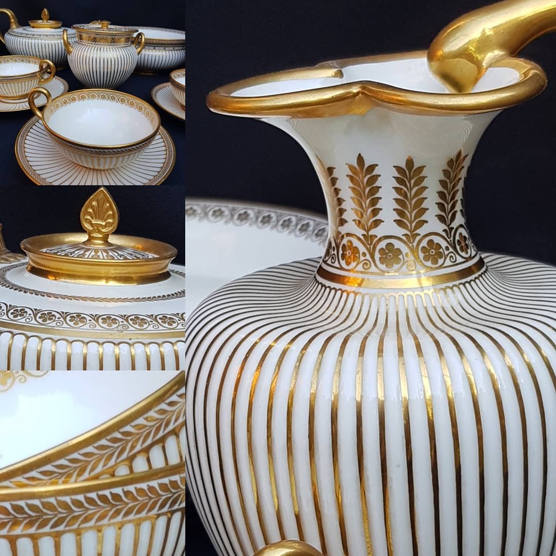 Porcelain Dresses Of Tea Service Charles X Empire DorÉ Sevres-photo-3
