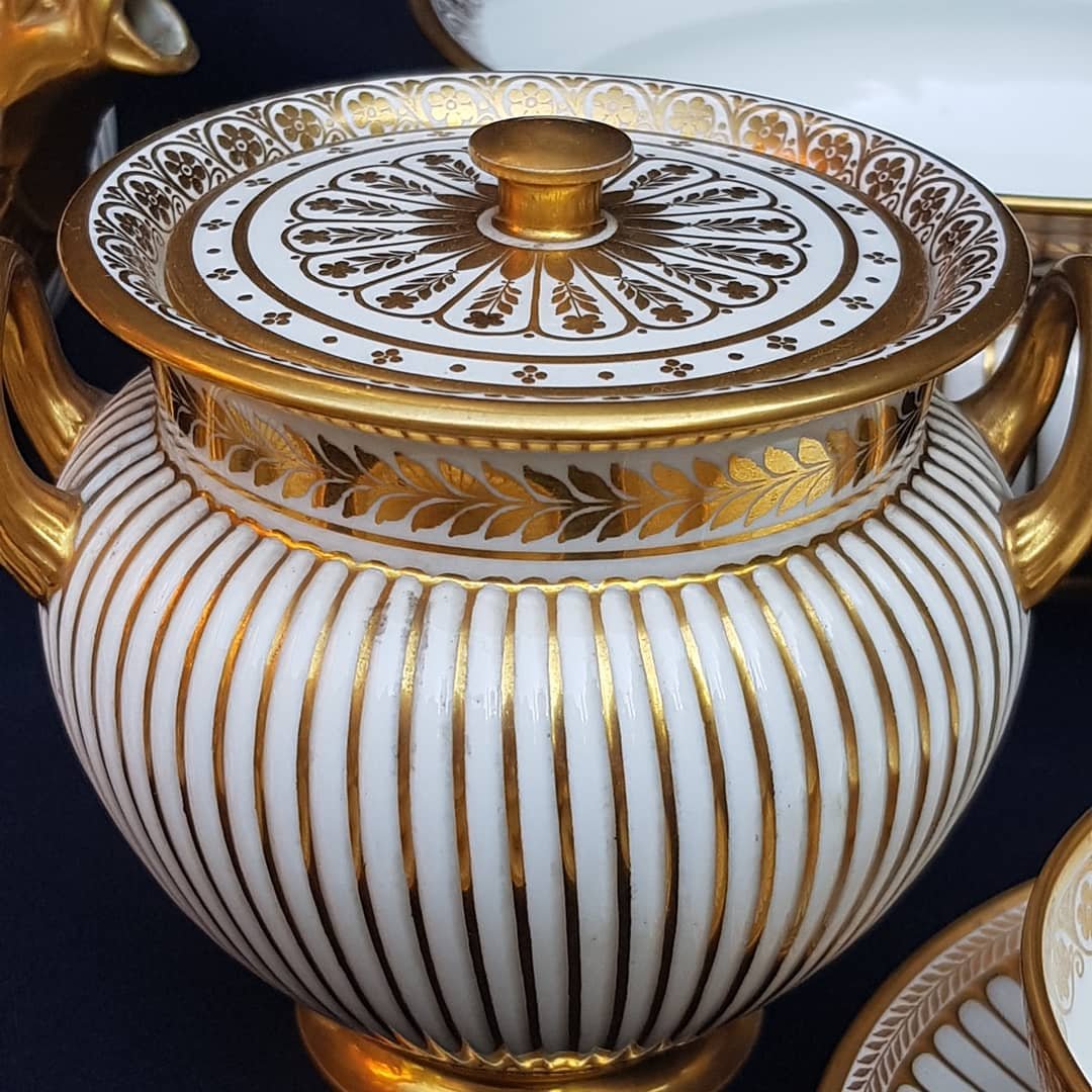 Porcelain Dresses Of Tea Service Charles X Empire DorÉ Sevres-photo-1
