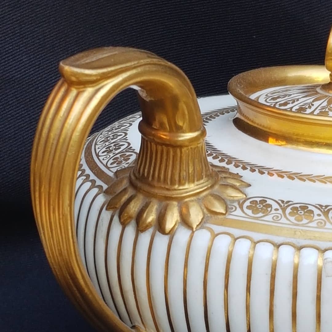 Porcelain Dresses Of Tea Service Charles X Empire DorÉ Sevres-photo-3
