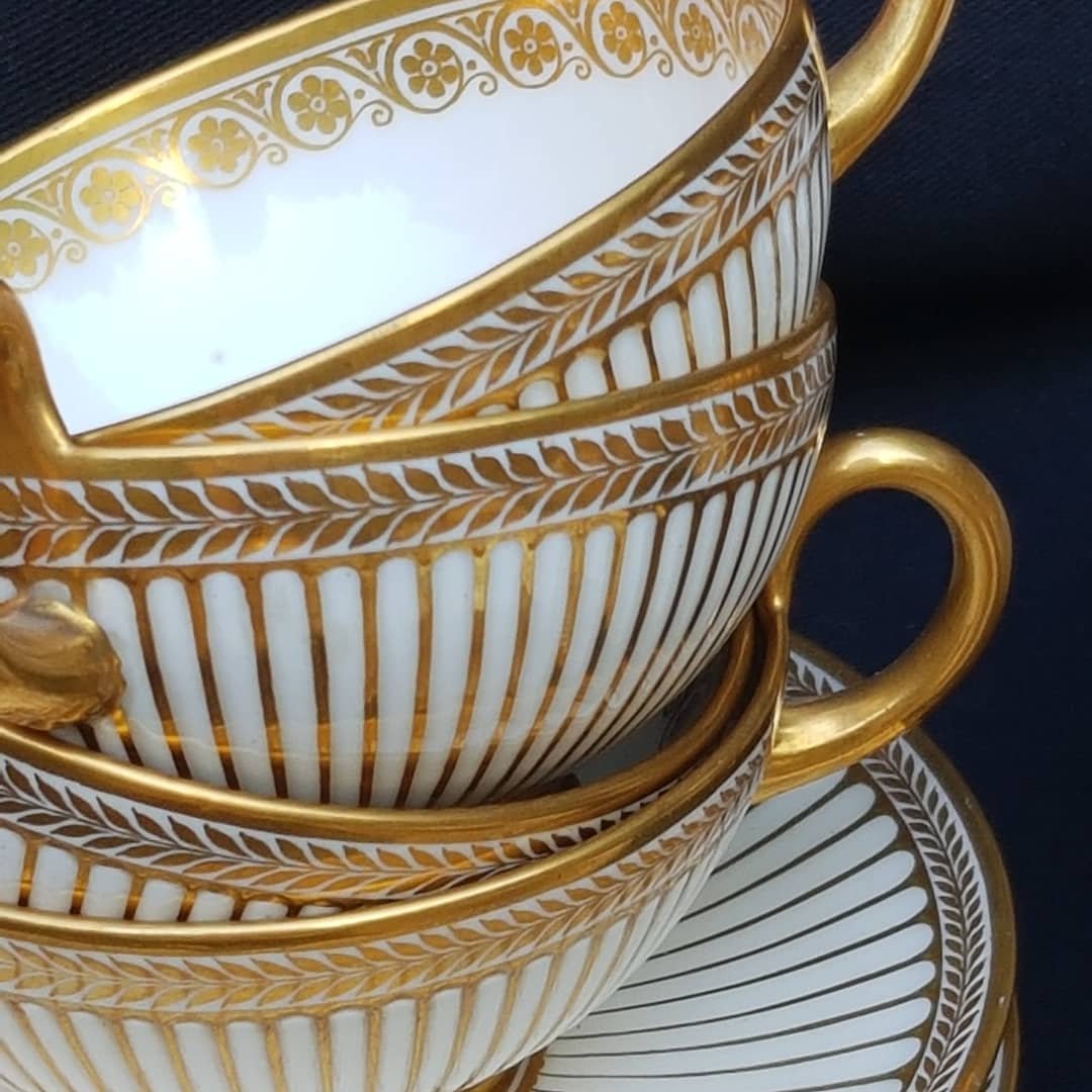 Porcelain Dresses Of Tea Service Charles X Empire DorÉ Sevres-photo-7
