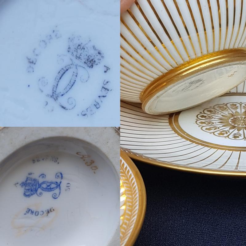 Porcelain Dresses Of Tea Service Charles X Empire DorÉ Sevres-photo-8