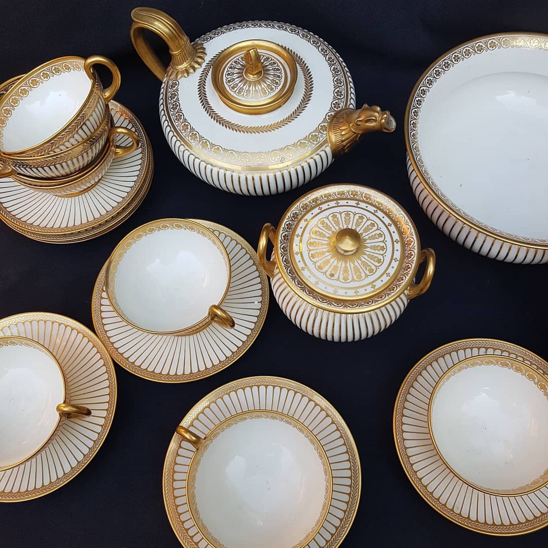 Porcelain Dresses Of Tea Service Charles X Empire DorÉ Sevres