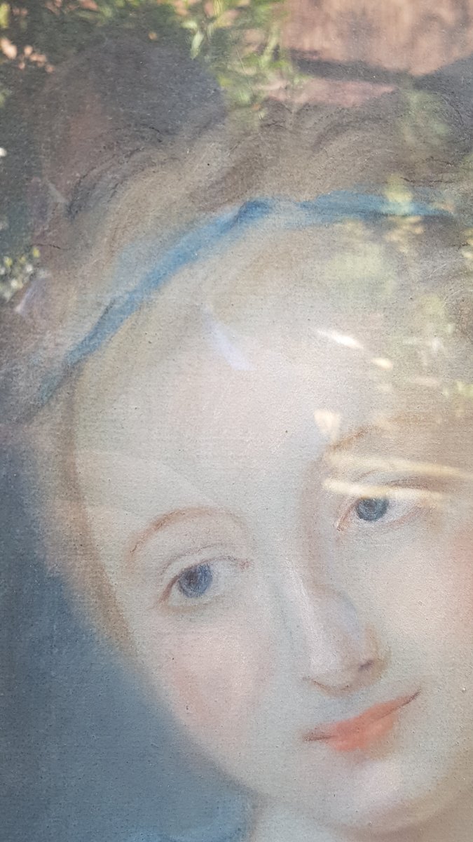 Portrait Of Woman In Pastel 18th Century Louis XV-photo-3