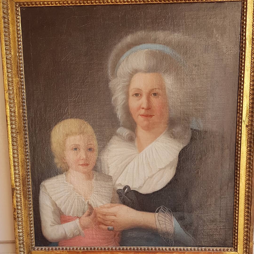 GRAND PORTRAIT ÉPOQUE XVIIIe LOUIS XVI FEMME ET ENFANT-photo-2