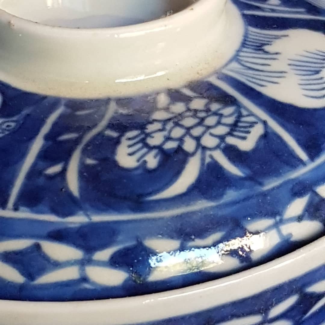 6 Pots Covered Porcelain Tea Cup Blue Hue China XIXth-photo-2