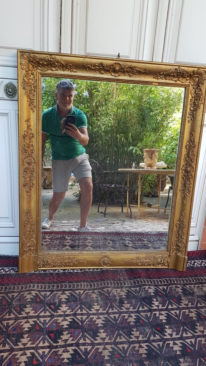 MIROIR TRUMEAU DORÉ MILIEU XIXe