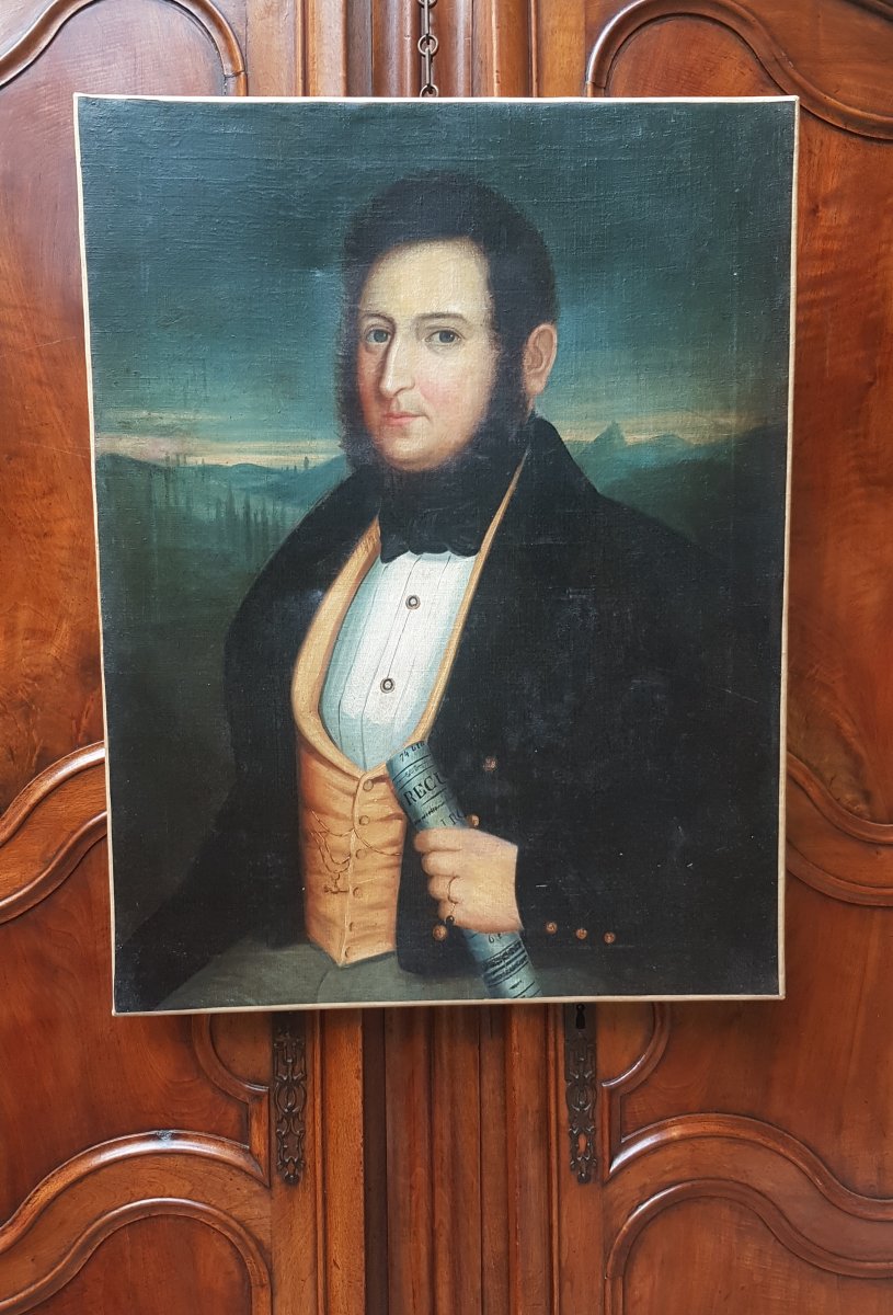 Hst Portrait Of Romantic Man About 1830 Dandy 82 Cm X 63 Cm