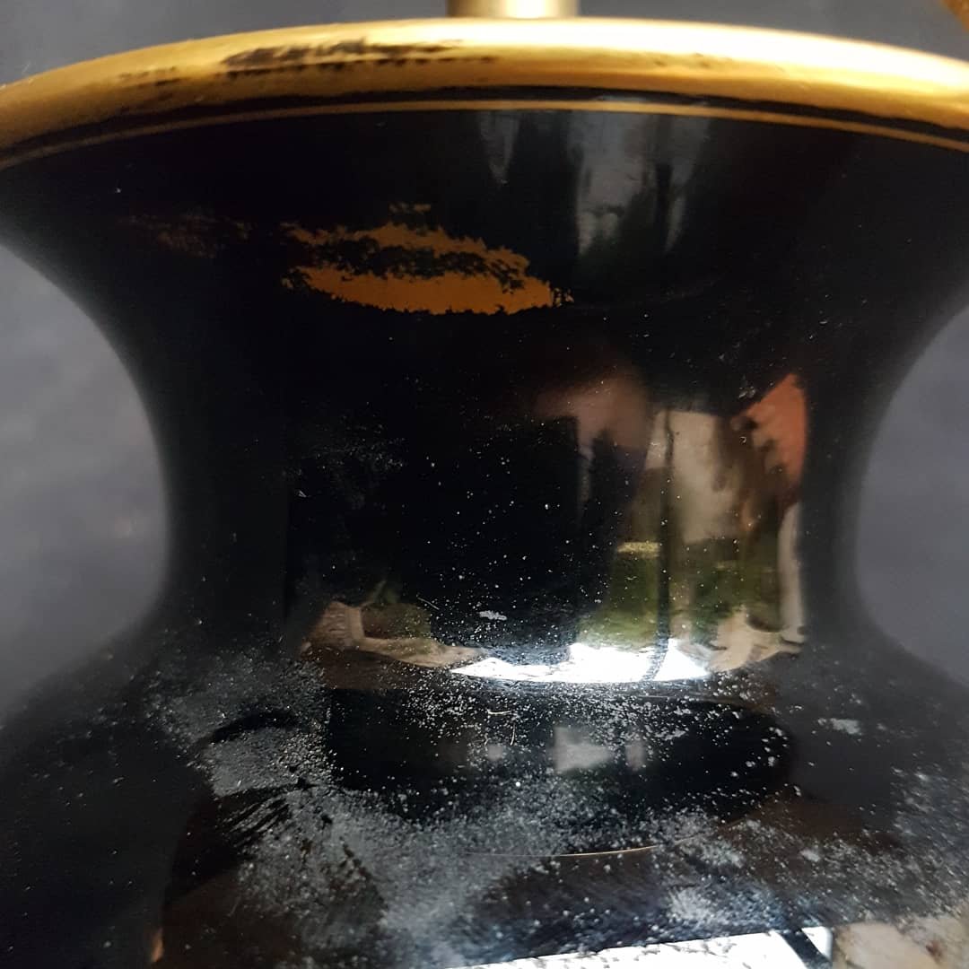 PIED DE LAMPE VERRE ÉMAILLÉ VERS 1900 VASE-photo-1