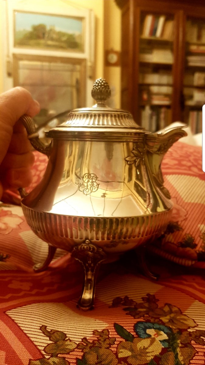 ODIOT THÉIÈRE ARGENT MASSIF MINERVE VERSEUSE STYLE LOUIS XVI