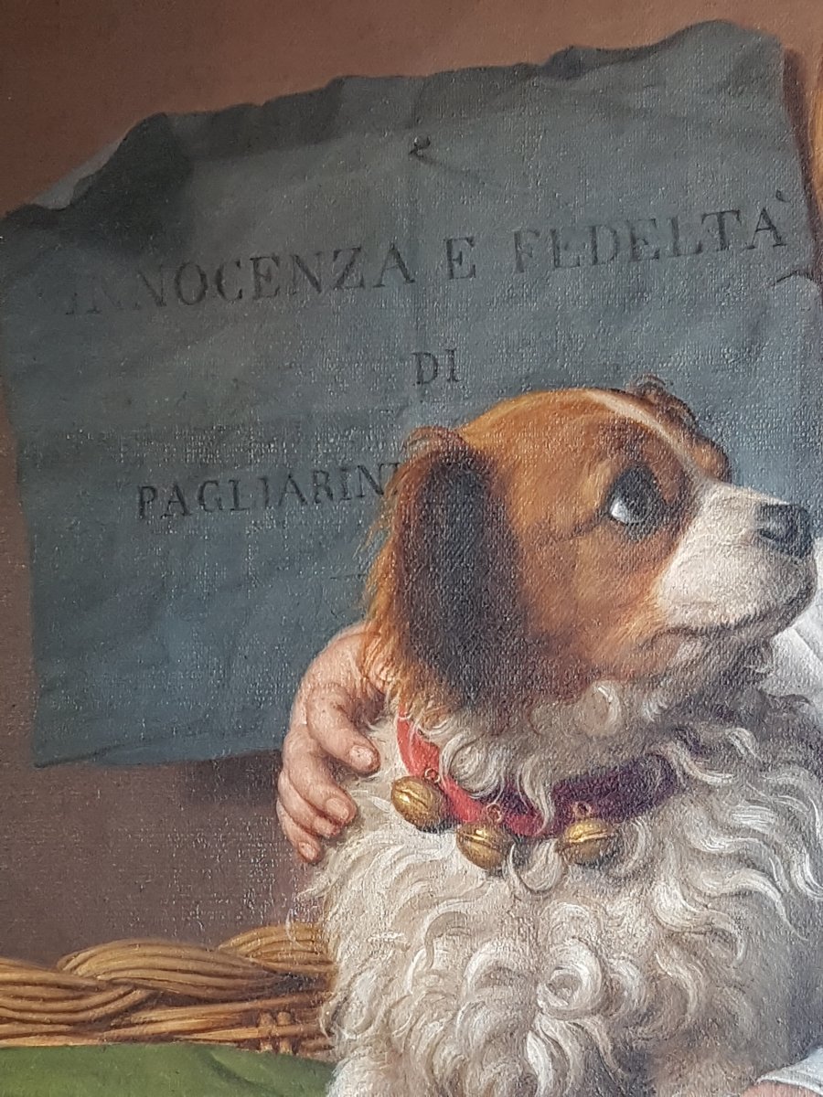 Giovanni PAGLIARINI Innoncence et Fidélité ENFANT CHIEN CAVALIER KING CHARLES FERRARA TRIESTE-photo-3