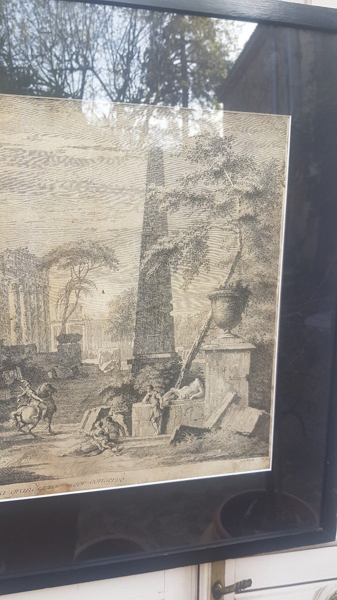 Caprice Architectural Ruins Engraving Circa 1740 Marco Ricci J. Wagner-photo-1