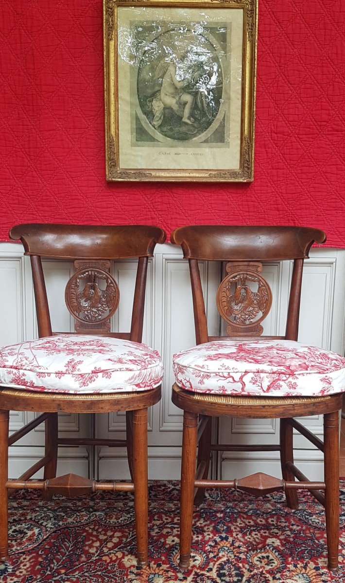 PAIRE DE CHAISES  PAILLÉES  DIRECTOIRE FIN XVIIIe ou TOUT DEBUT XIXe