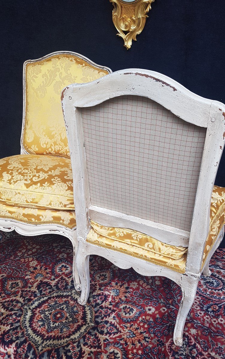 Pair Of Heating Chairs Louis XV Painted Wood-photo-3