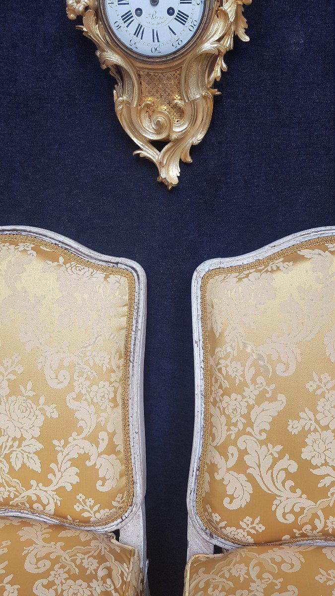 Pair Of Heating Chairs Louis XV Painted Wood-photo-2