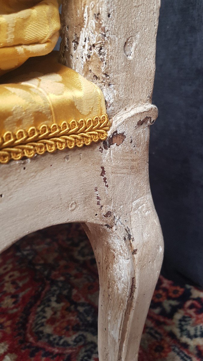 Pair Of Heating Chairs Louis XV Painted Wood-photo-4