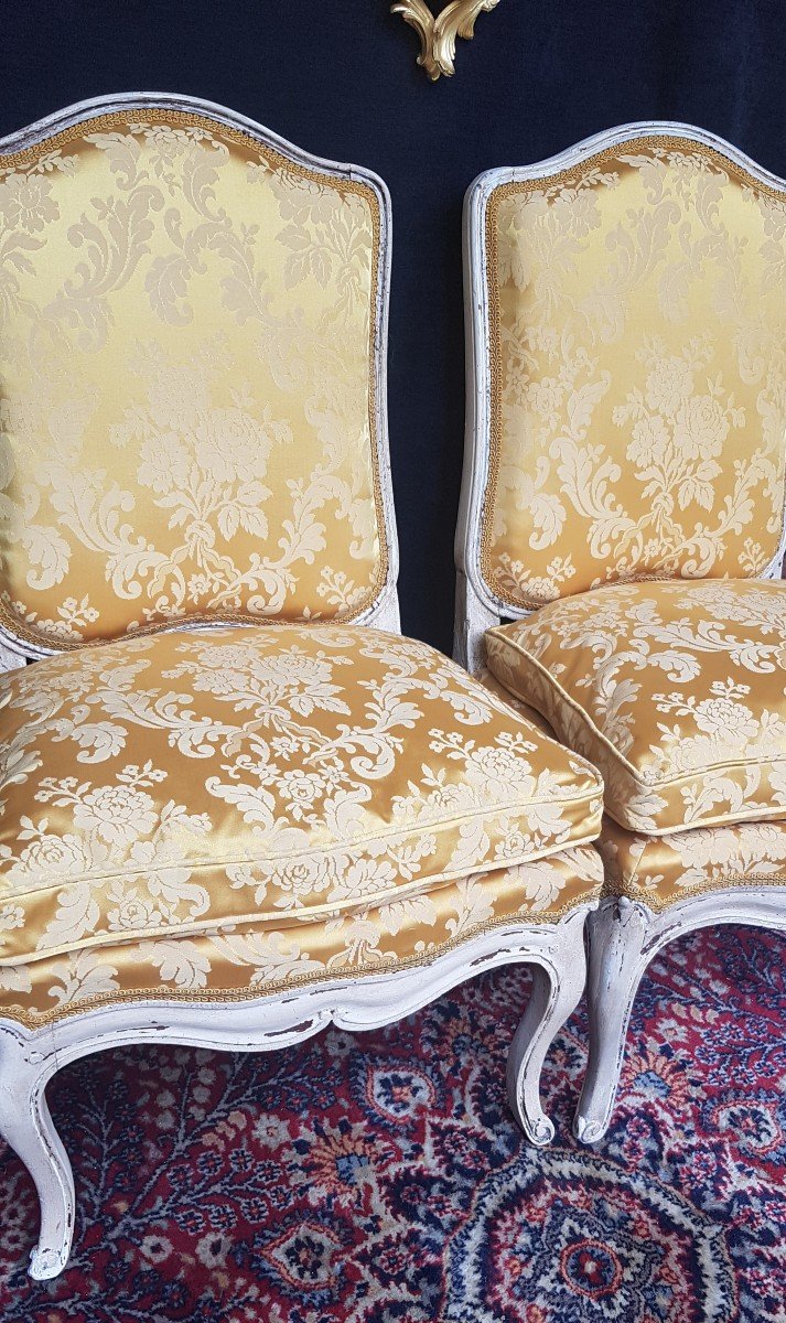 Pair Of Heating Chairs Louis XV Painted Wood-photo-7