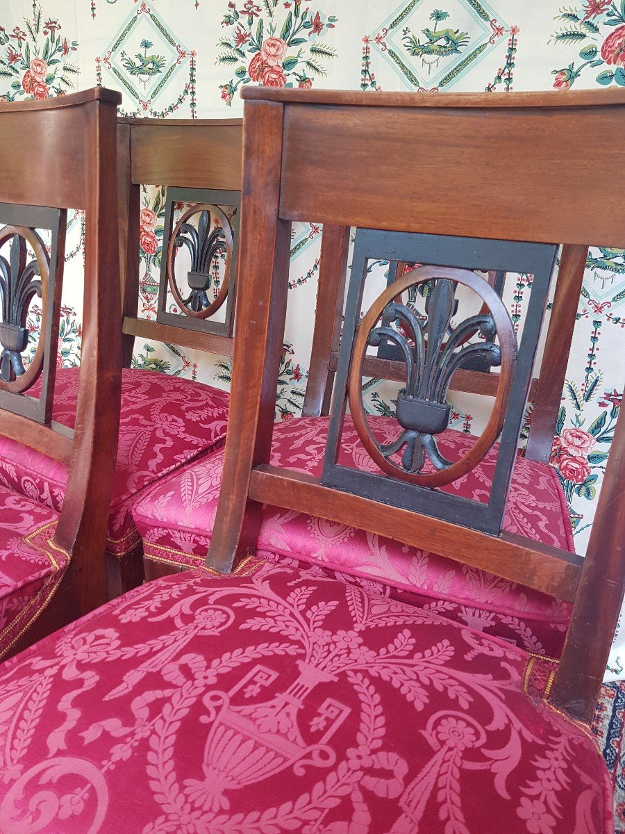 Series Of 4 Mahogany Chairs Period Consulate In The Etruscan Empire-photo-4