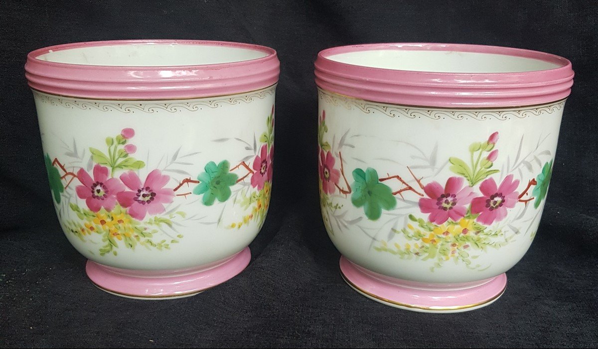 Pair Of Paris Porcelain Cover-pots From The Napoleon III Period-photo-3