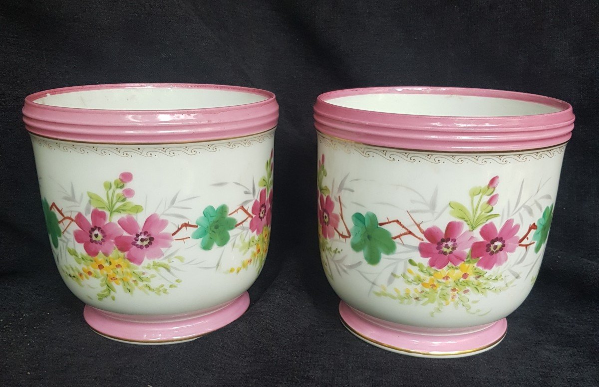 Pair Of Paris Porcelain Cover-pots From The Napoleon III Period