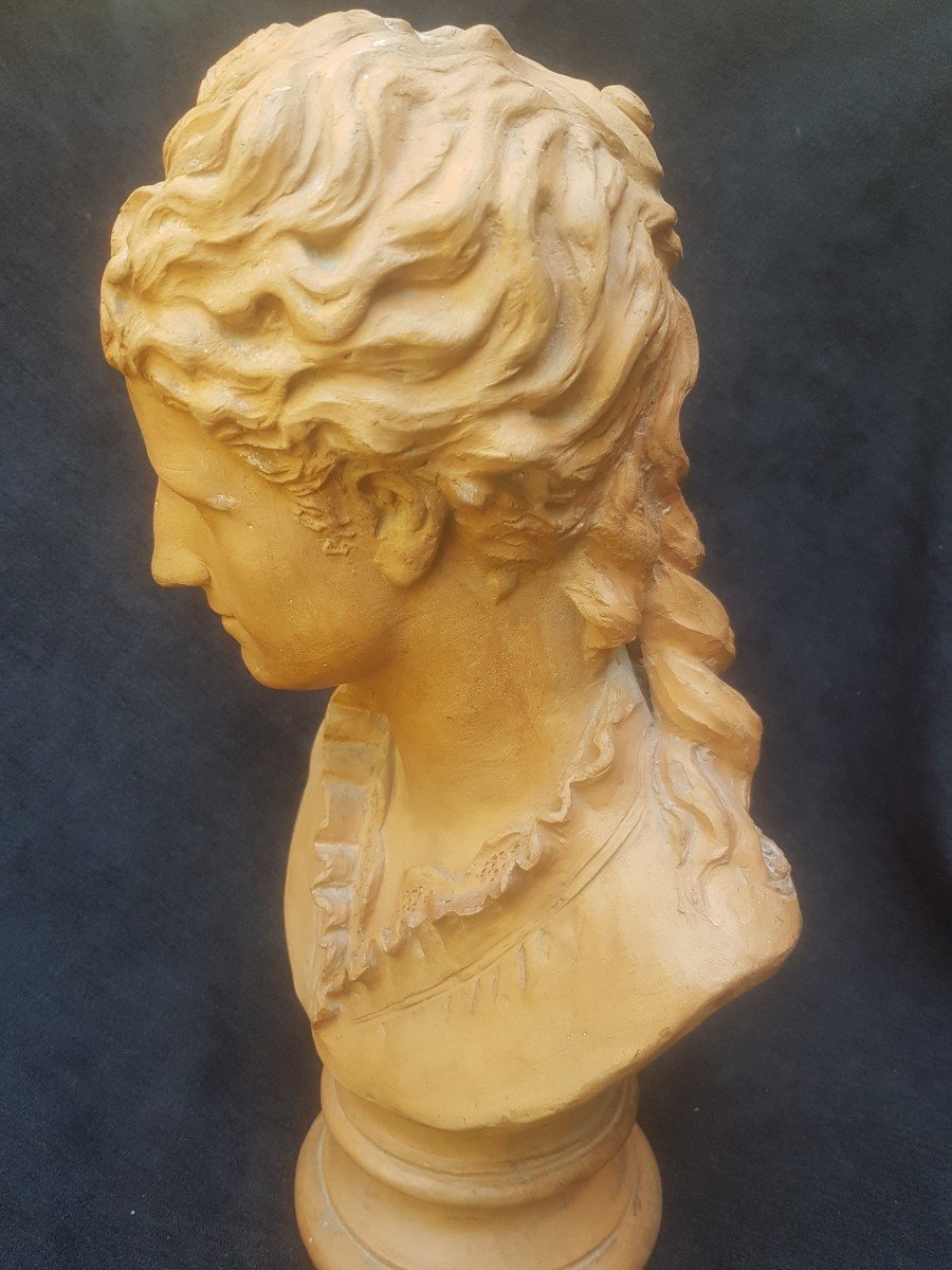 Bust Of A Woman In Terracotta XIXth 36 Cm Duchess d'AlenÇon?-photo-2