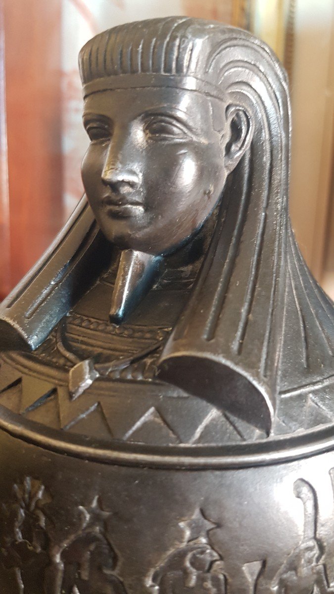 CANOPE VASE RETOUR D ÉGYPTE  ÉPOQUE NAPOLÉON III REGULE EMPIRE  EGYPTOMANIA CABINET DE CURIOSITÉ VISCÈRES-photo-2