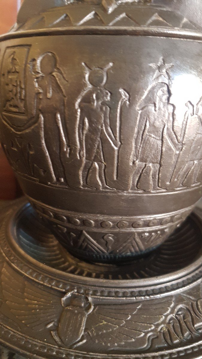 CANOPE VASE RETOUR D ÉGYPTE  ÉPOQUE NAPOLÉON III REGULE EMPIRE  EGYPTOMANIA CABINET DE CURIOSITÉ VISCÈRES-photo-6