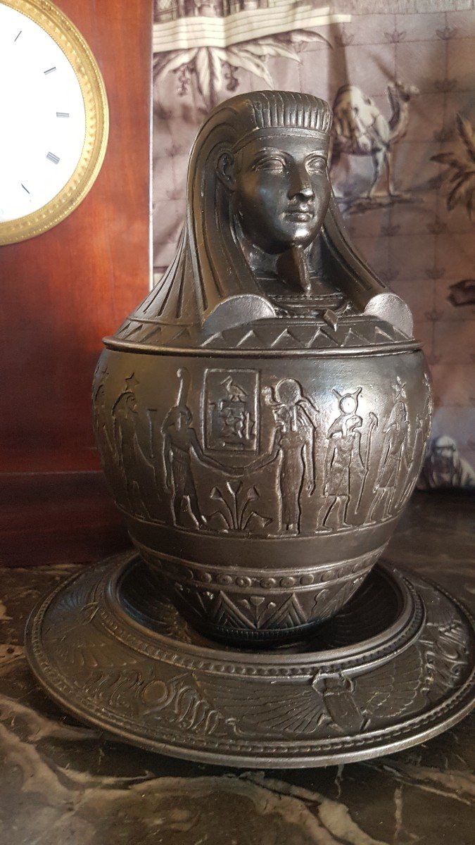 CANOPE VASE RETOUR D ÉGYPTE  ÉPOQUE NAPOLÉON III REGULE EMPIRE  EGYPTOMANIA CABINET DE CURIOSITÉ VISCÈRES