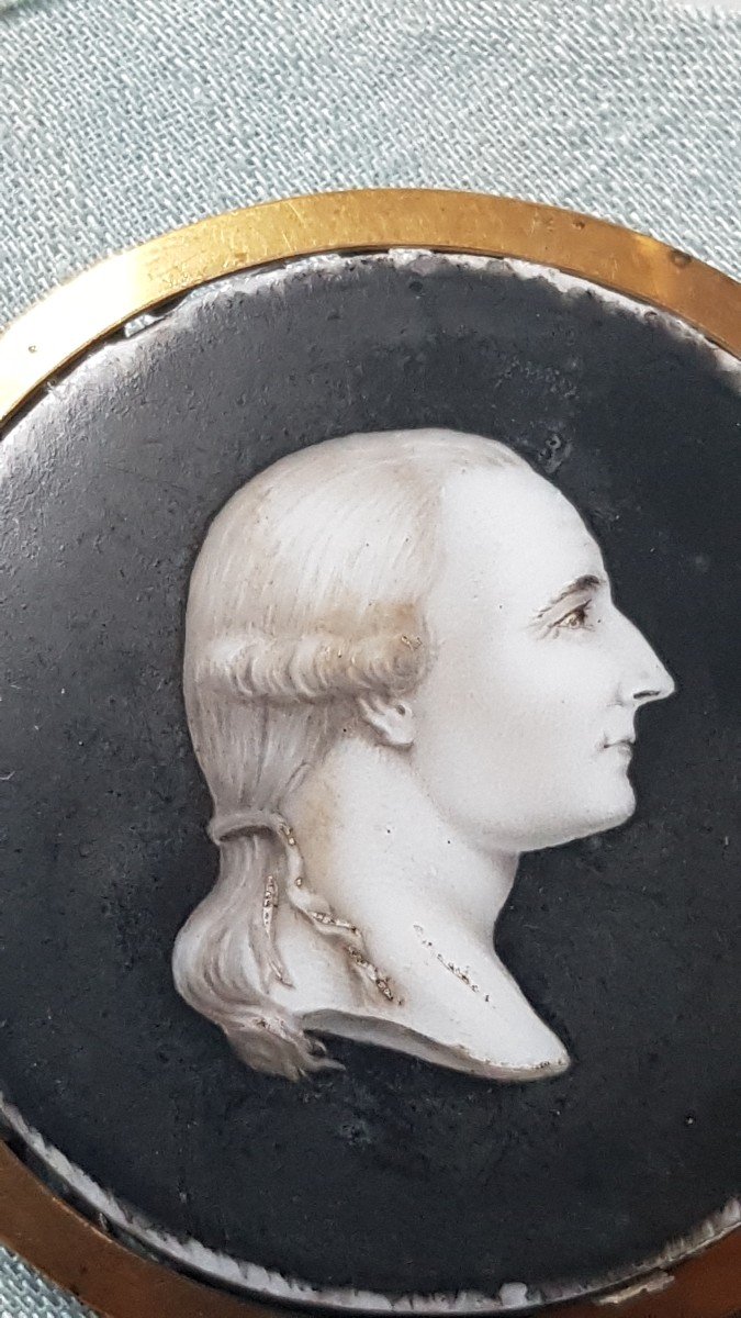 Miniature Man On Porcelain Late XVIII Grisaille Profile-photo-2
