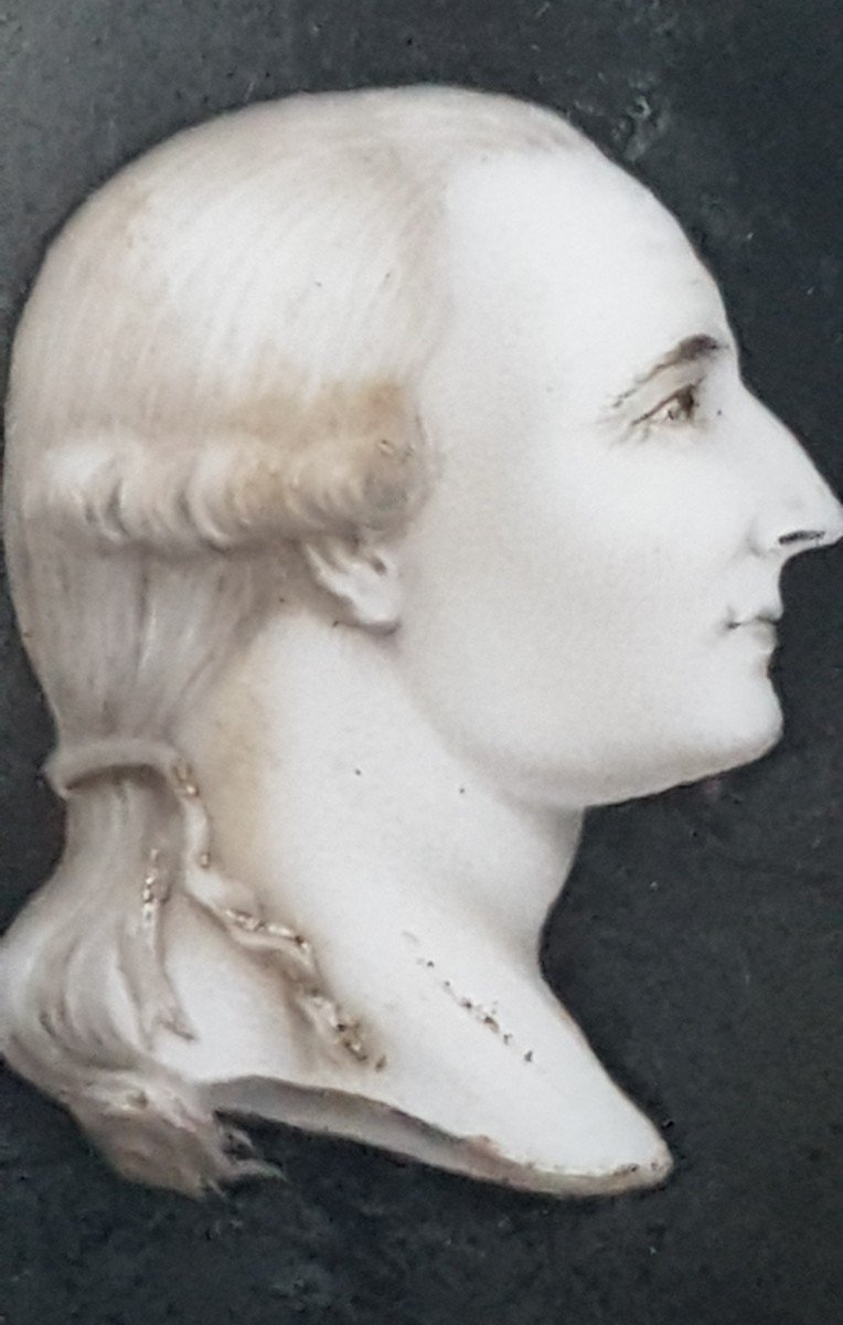 Miniature Man On Porcelain Late XVIII Grisaille Profile