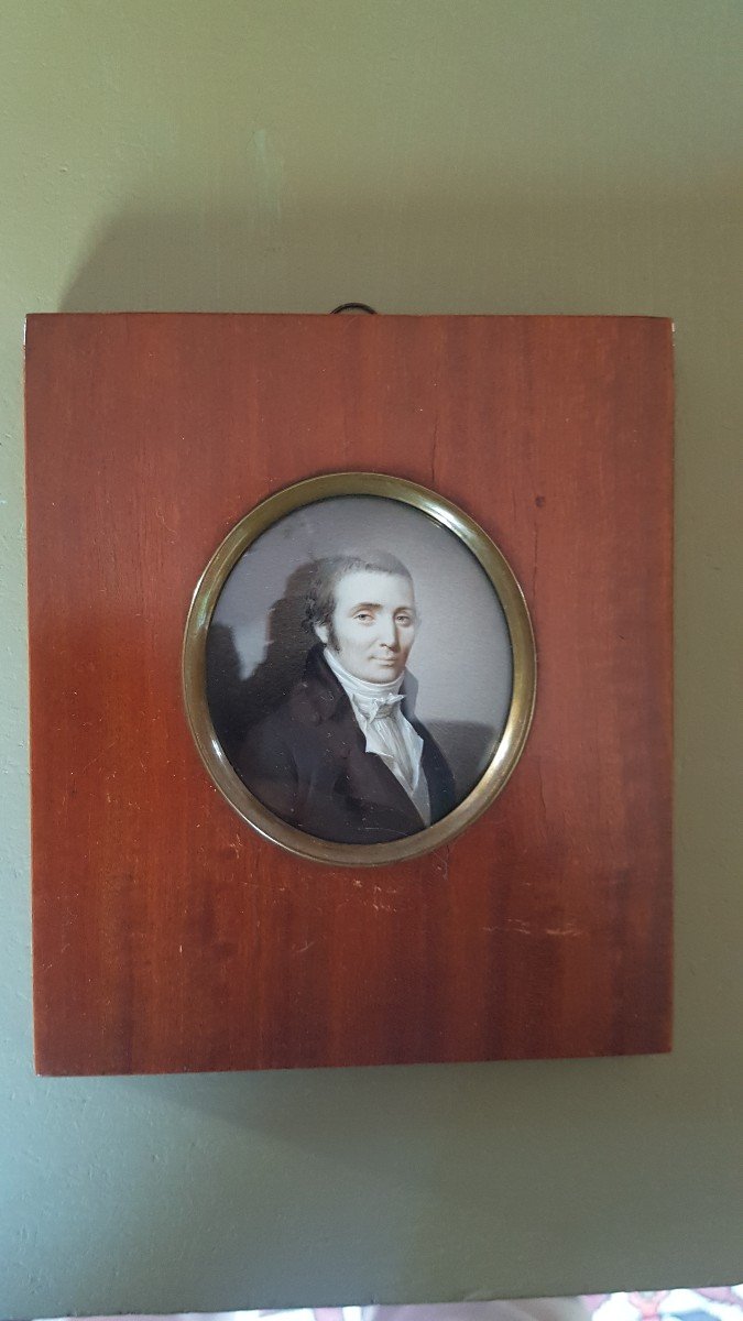 MINIATURE PORTRAIT D'HOMME VERS 1820 RESTAURATION CHARLES X -photo-3
