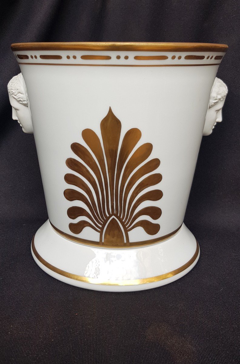 CACHE POT PORCELAINE DE PARIS DE STYLE EMPIRE FIN XIXe CACHE-POT VASE-photo-2