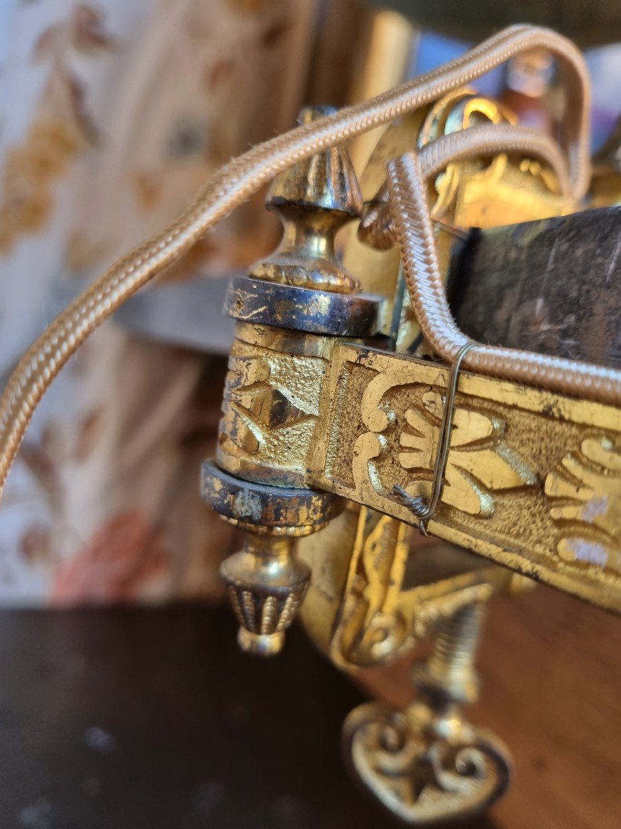 Pair Of Lamp Wall Lamp With Adjustable Arms Golden Bronze Napoleon III Fleur De Lis-photo-7