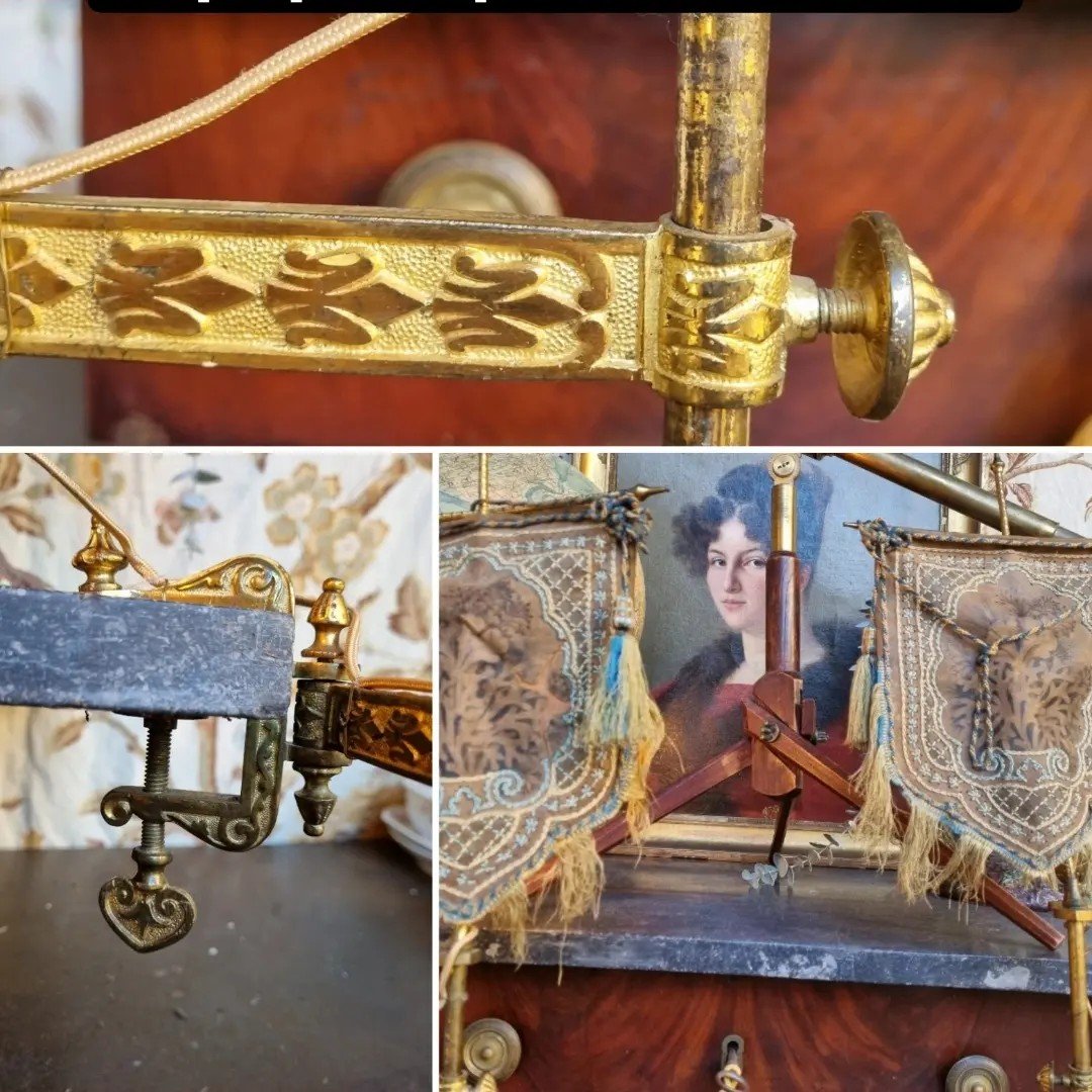 Pair Of Lamp Wall Lamp With Adjustable Arms Golden Bronze Napoleon III Fleur De Lis