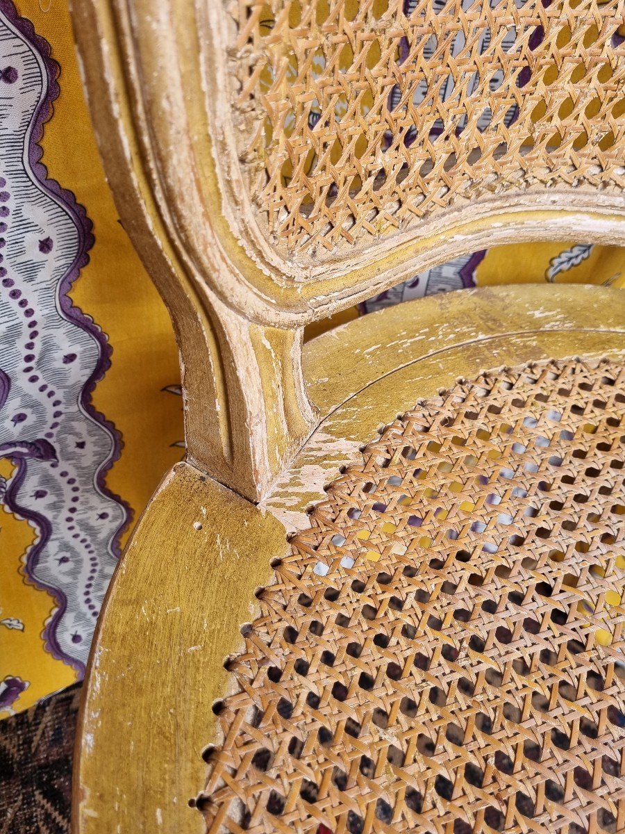Pair Of Louis XV Style Chairs Two Caned Chairs With Cane Bottom-photo-3