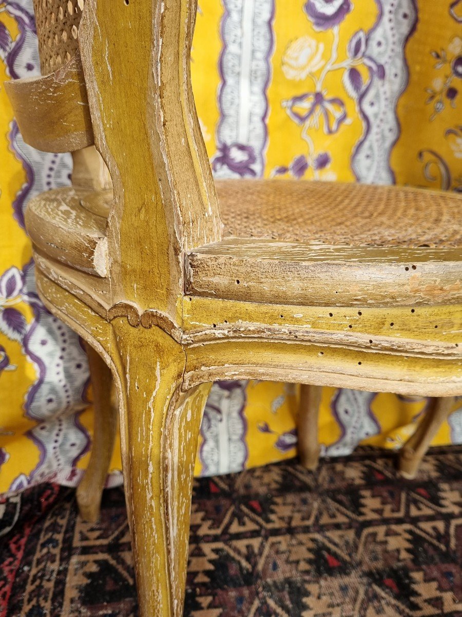 Pair Of Louis XV Style Chairs Two Caned Chairs With Cane Bottom-photo-5